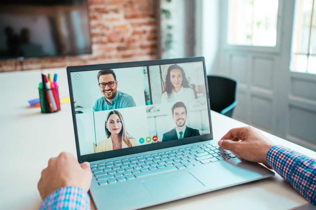 job candidate participates in video interview